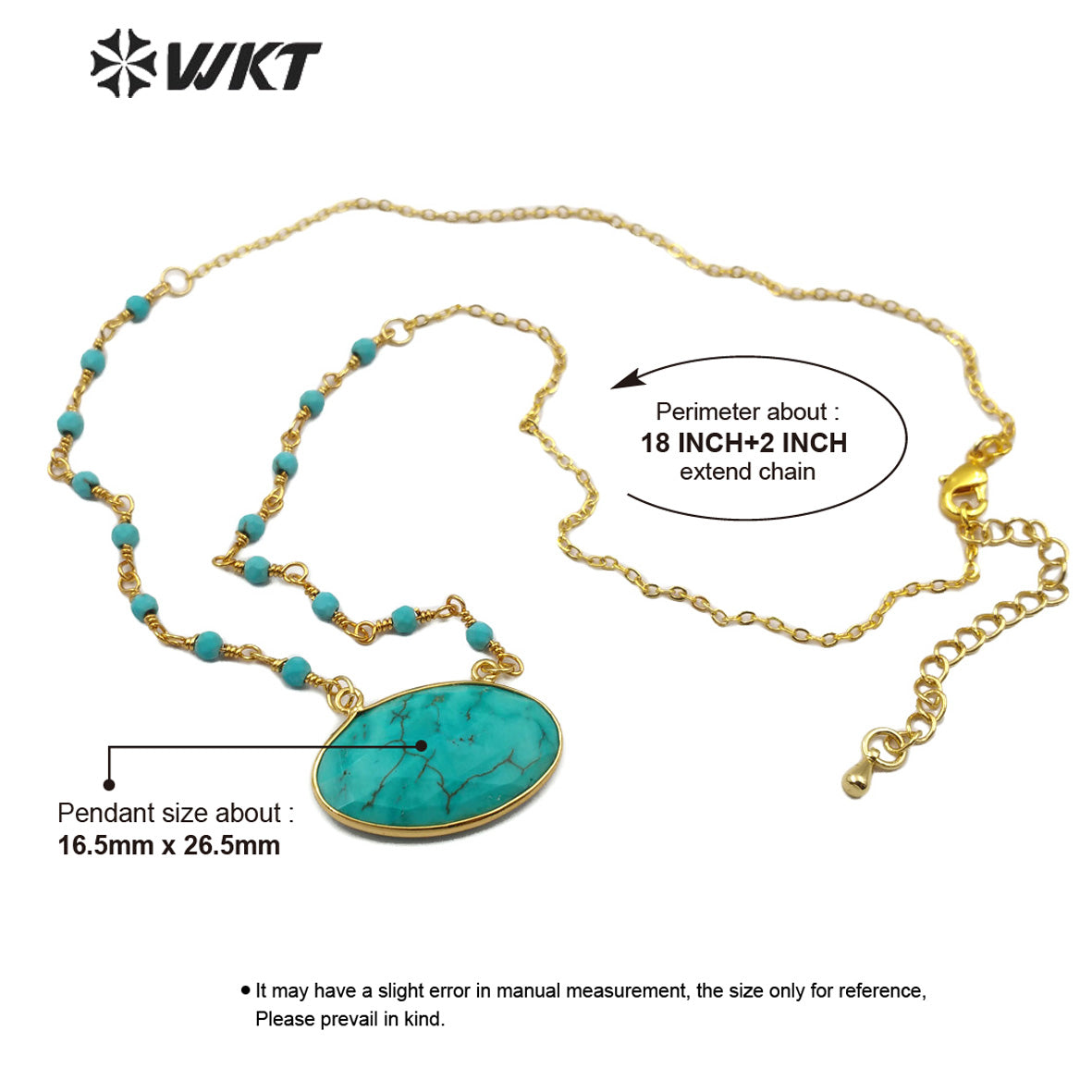 WT-N1168 Natural Turquoise Pendant Necklace With Stone Beads Necklace Natural Turquoise Necklace Stylish Charm Jewelry