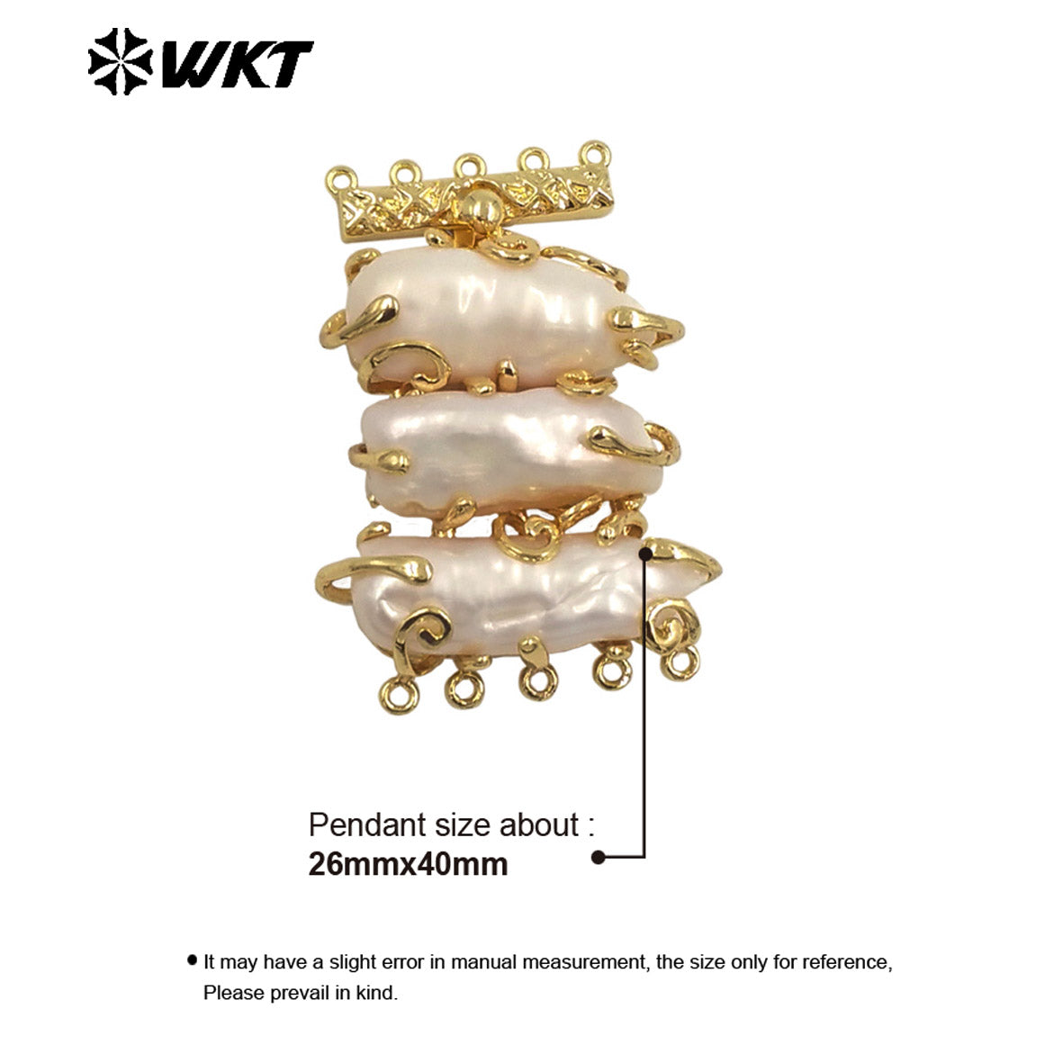 WT-JP398 Wholesale Gorgeous 10 Loops Gold Plated Natural Freshwater Pearl Connectors for Jewelry Necklace Design