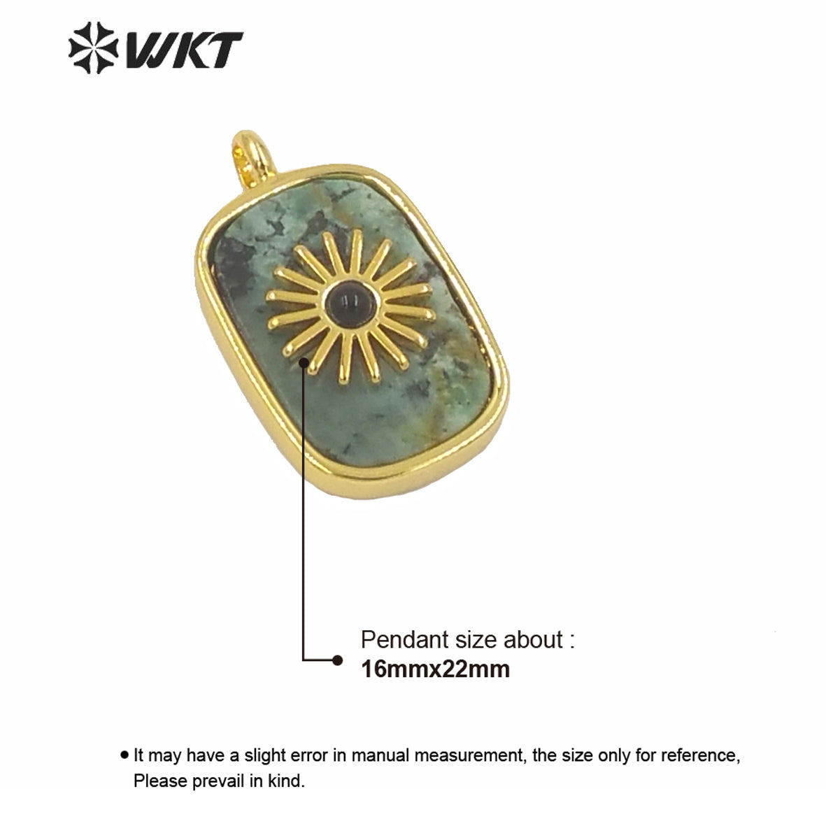 WT-P1590 Amazing Gold Electroplated Bezel Natural Stone Setting square Pendant Fashion Women Themed Charm Stone Pendants