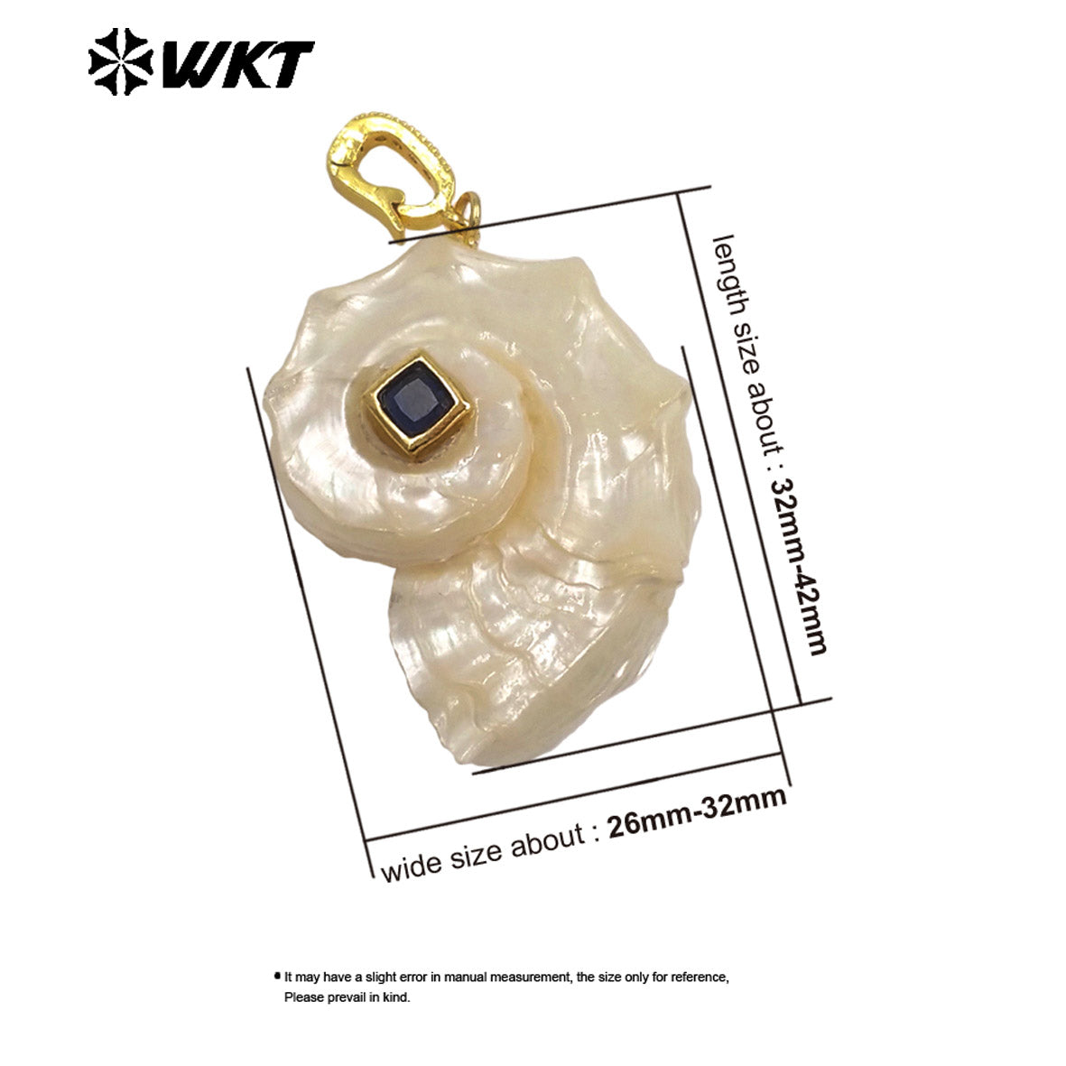 WT-JP475 New Arrival Vintage Style Zircon And Natural Trumpet Gold Pendants For Women Earrings Necklace Jewelry Making