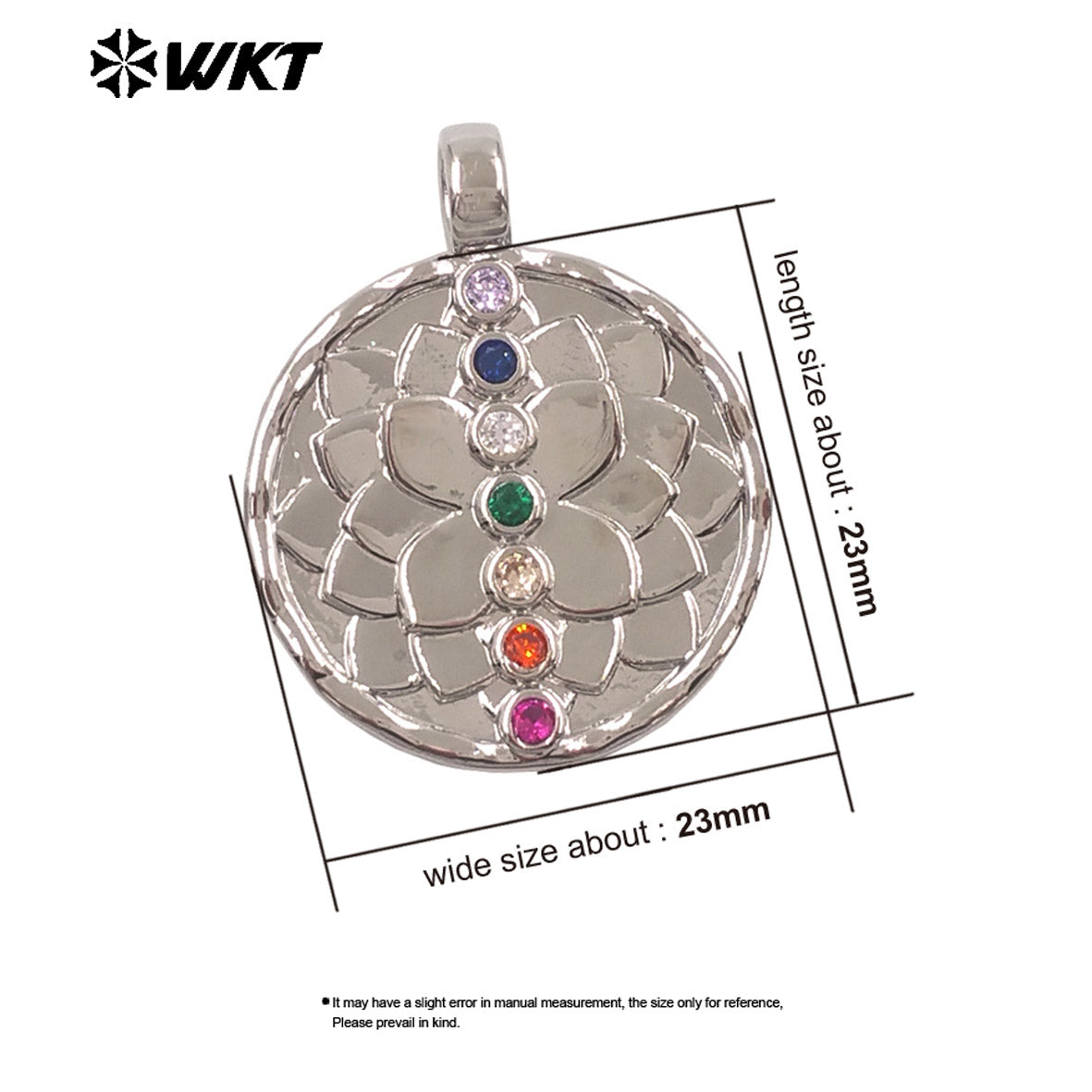 WT-MP329 New Arrival Silver Gold Plated Yellow Brass And Colorful Zircon Round Pendants For Fashion Unique Jewelry Design