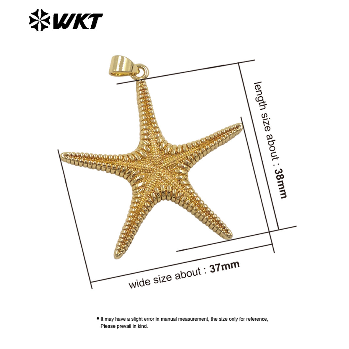 WT-MP333 Lovely Fashionable Gold Electroplated Yellow Brass Starfish Shape Pendant For Women Summer Jewelry Decorative