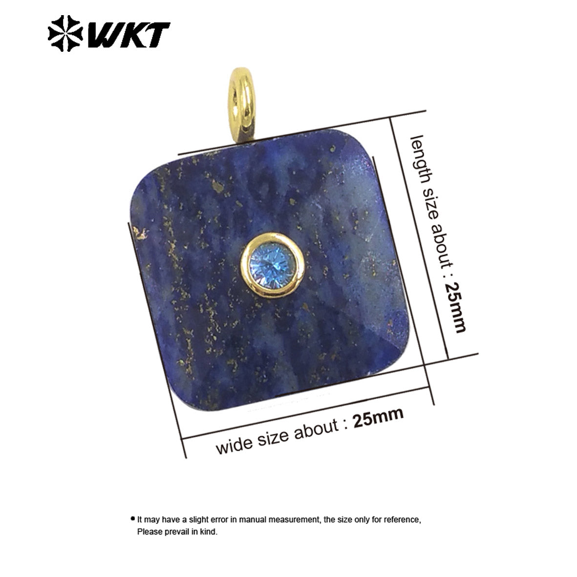 WT-P2089 Factory Wholesale Colorful Zircon And Natural Gemstone Square Gold Pendant For Handmade Jewelry Design Findings