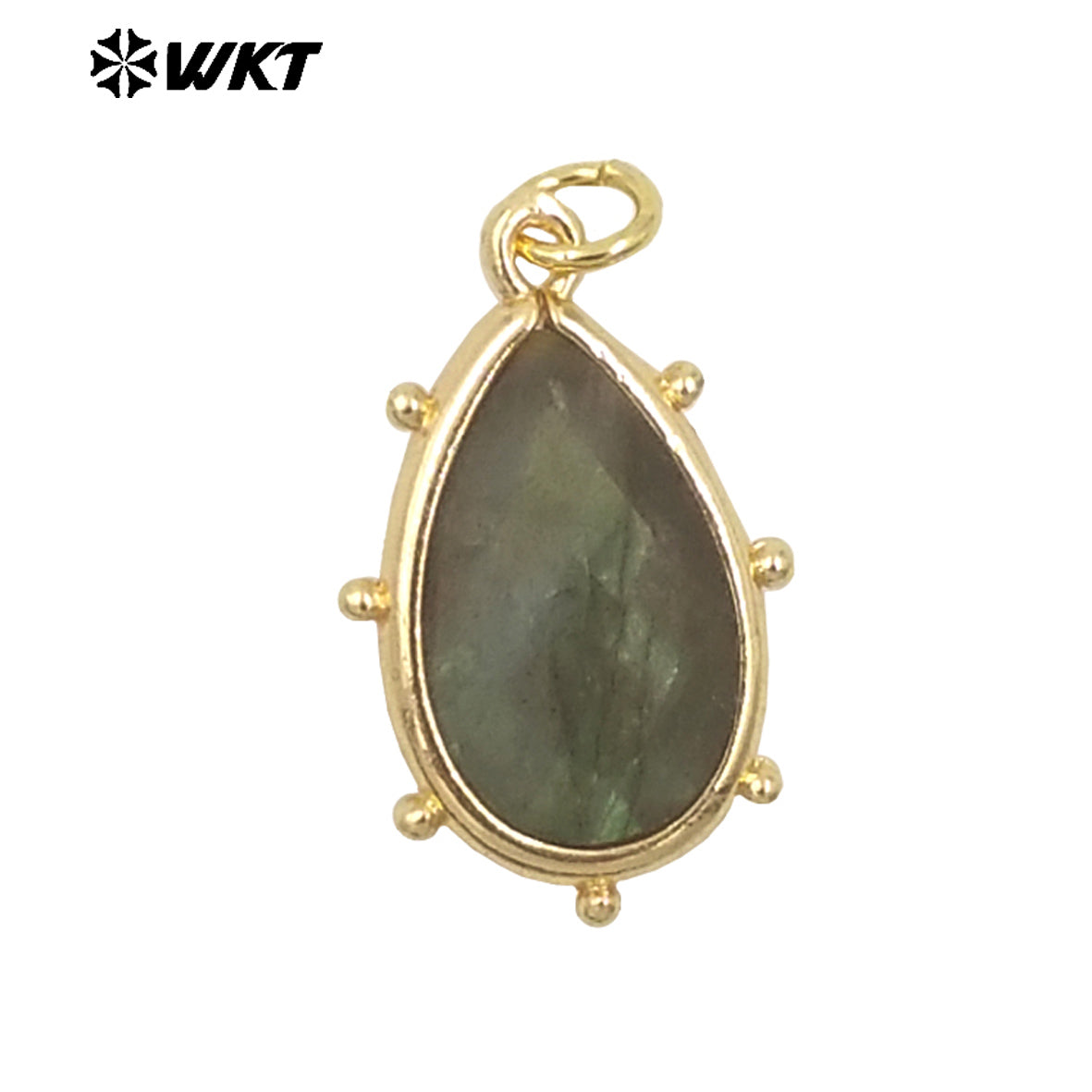WT-P1974 Wholesale Fashion Tiny Gold Plated Teardrop Natural Faceted Precious Gemstone Lapis Attractive Eye Charms