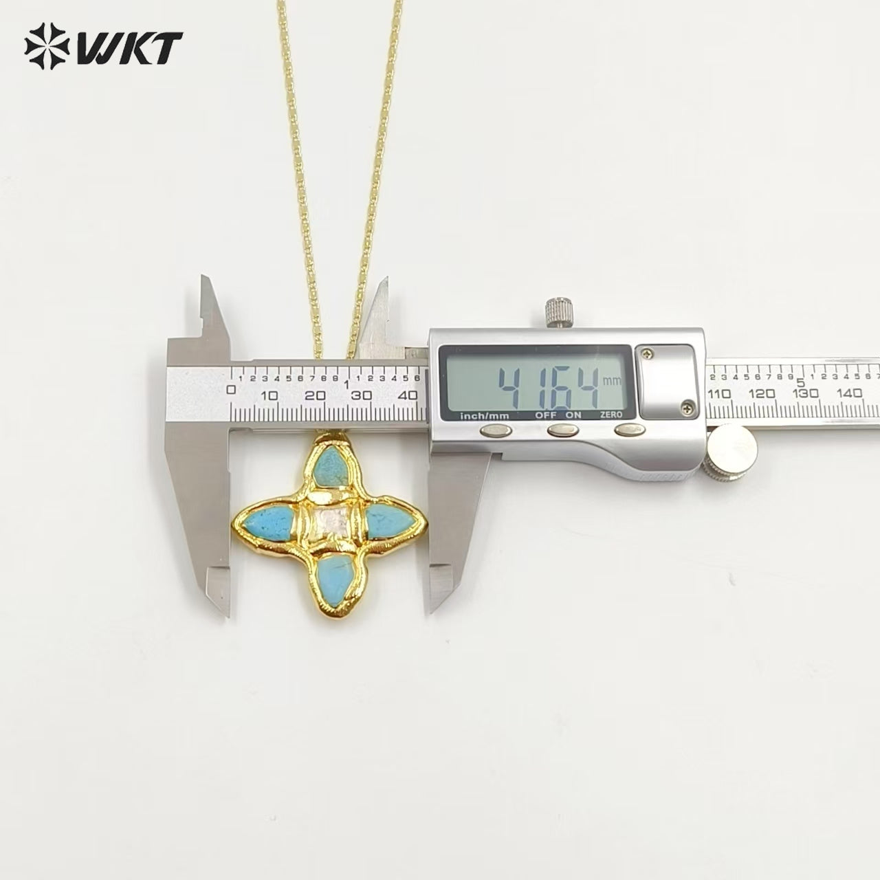 WT-JN314 Amazing Super Hot Christian Religious Natural Turquoise Stone Assemble With Pearl Cross Pendants Necklace in 18K Gold