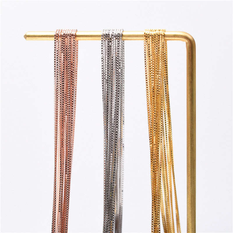 BFN010 Hot Hand Make Adjustable Size Box Chain Necklace High Quality 18 Kacrat Gold Electroplated 1mm Tiny Brass Chain Necklace