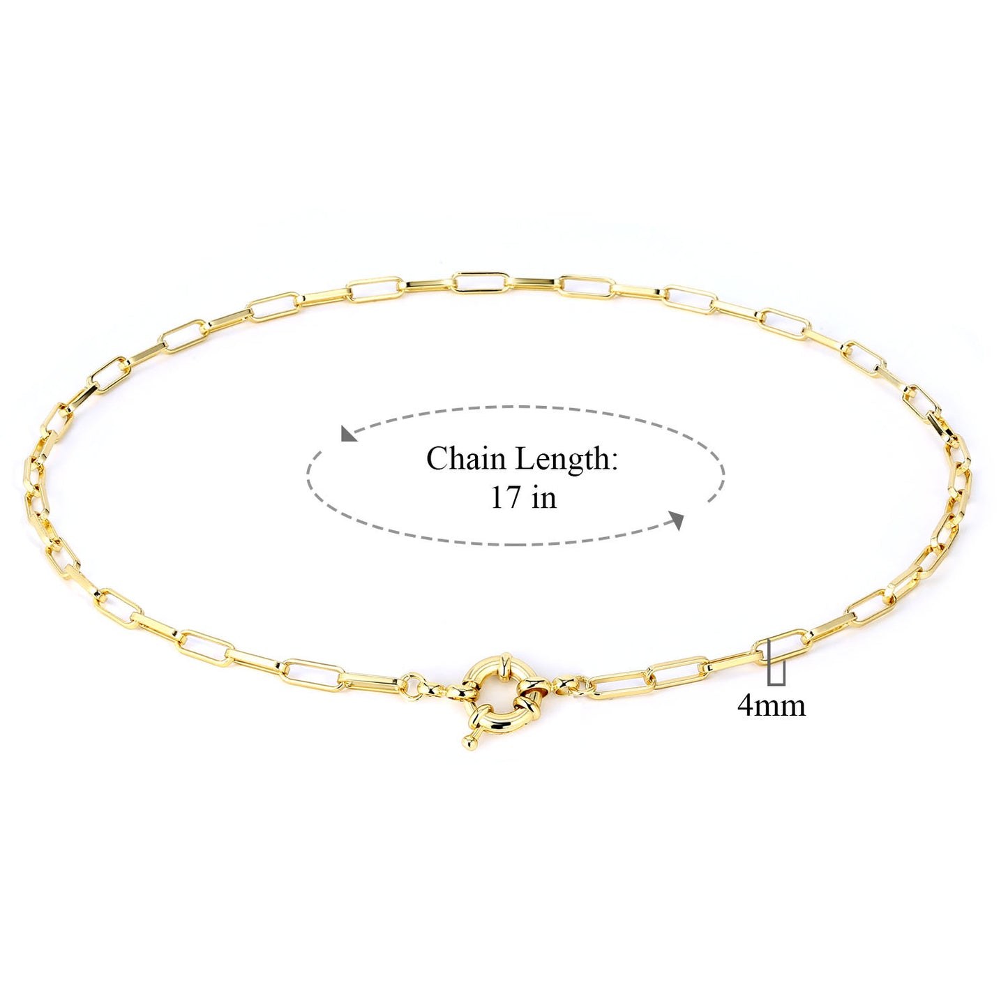 BFN012 Wholesale 18k Real Gold Plated Long Link Chain with Clasp Connectors Handmade Custom Made Size Brass Gold Necklace