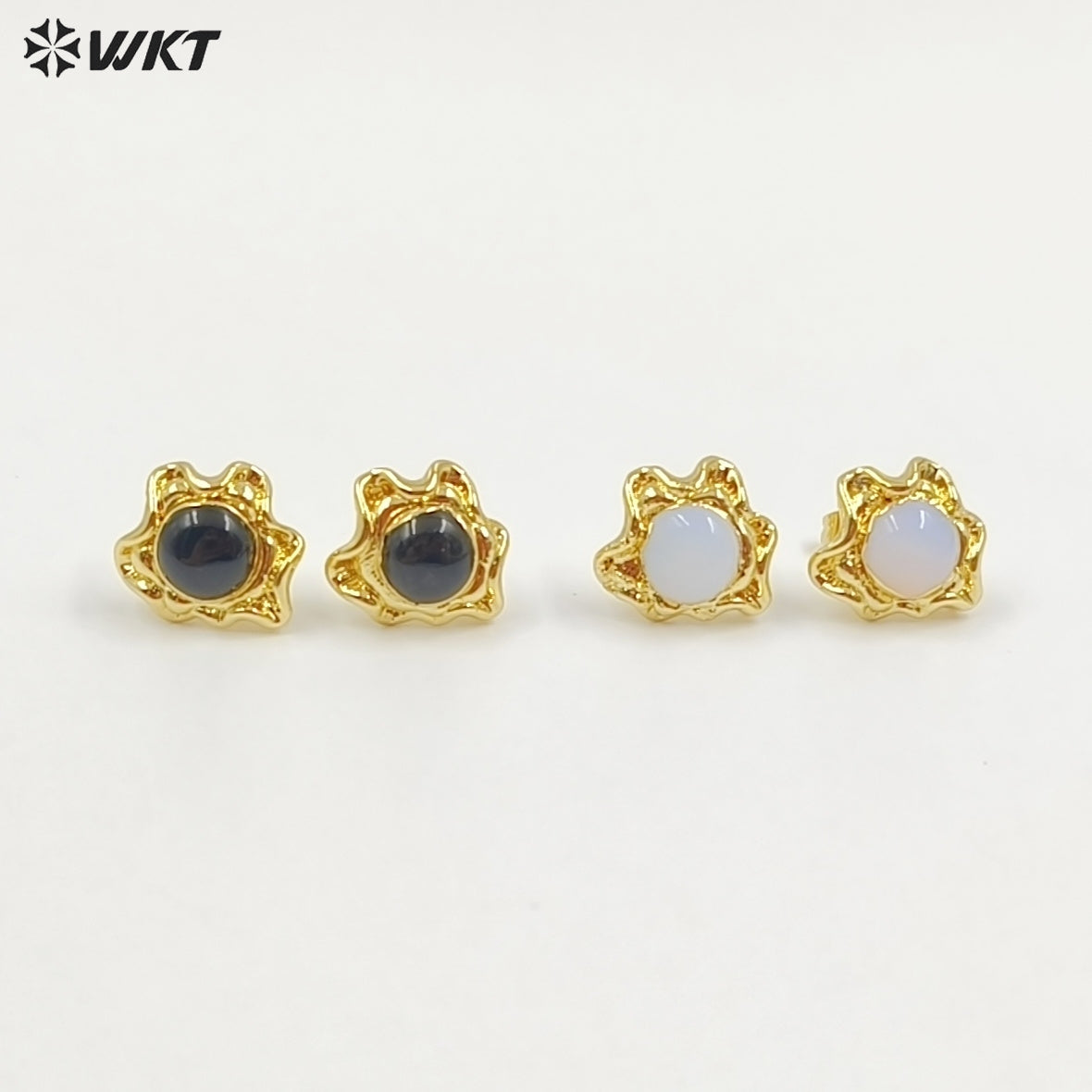 WT-EHP102 Exquisite Lovely 18K Gold Plated Natural Gemstones With Hoop Sun Shape Earrings For Girls Jewelry DIY Findings