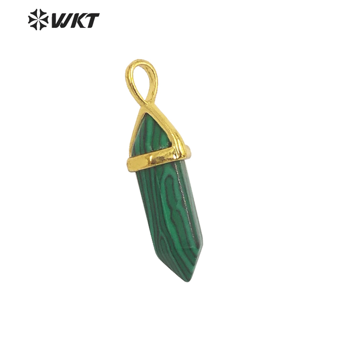 WT-P1864 Trendy Hot Spirit Quartz Double Point Bullet Pendant Gold Cap Natural Gemstone Hexagon Stone Jewelry Pendant
