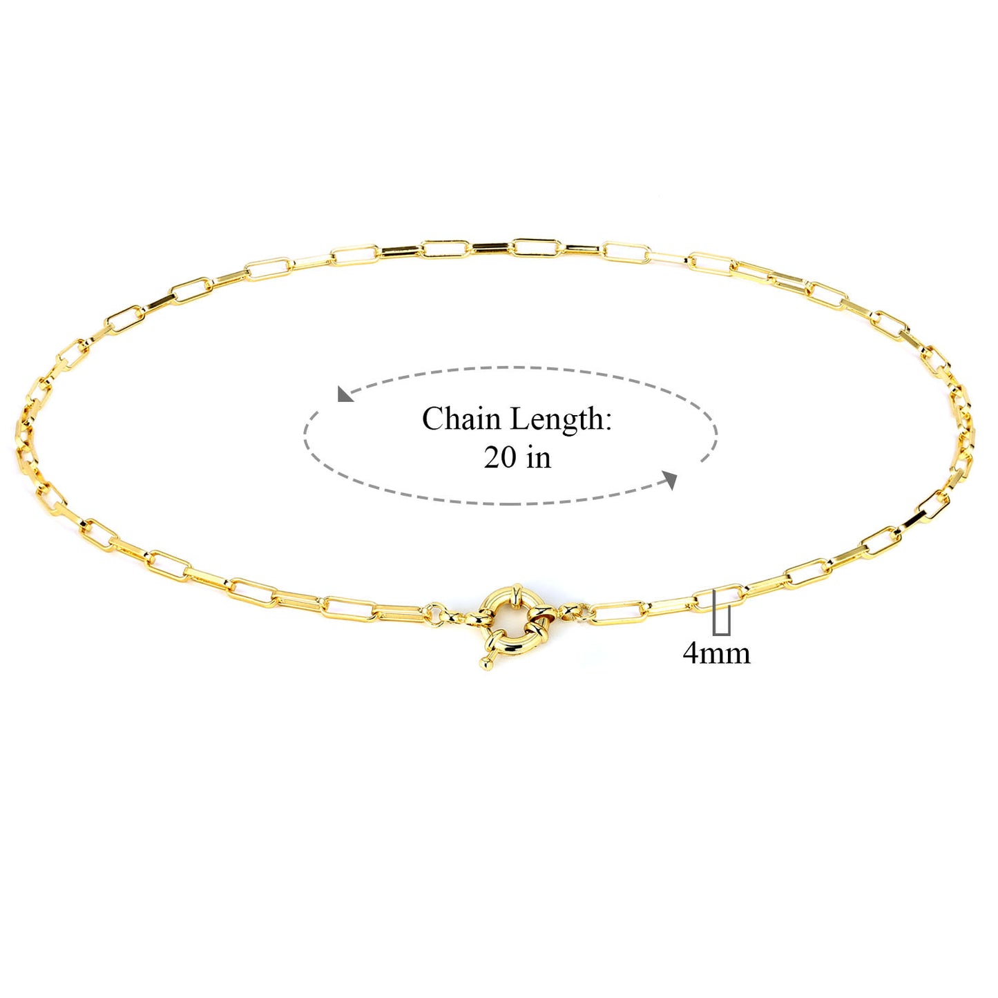BFN012 Wholesale 18k Real Gold Plated Long Link Chain with Clasp Connectors Handmade Custom Made Size Brass Gold Necklace