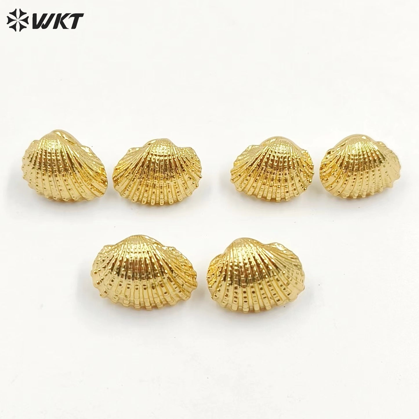 WT-MPE134 Newest 18K Full Gold Plated Vintage Bohemian Natural Full Gold Dipped Sea Scallop Shell Women Earring Studs