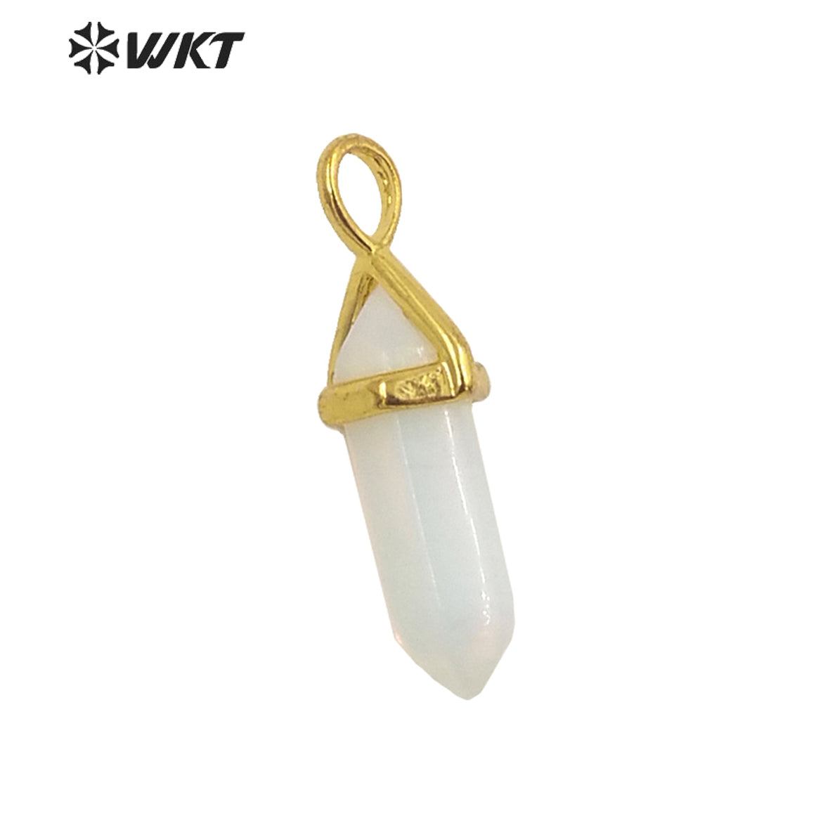 WT-P1864 Trendy Hot Spirit Quartz Double Point Bullet Pendant Gold Cap Natural Gemstone Hexagon Stone Jewelry Pendant