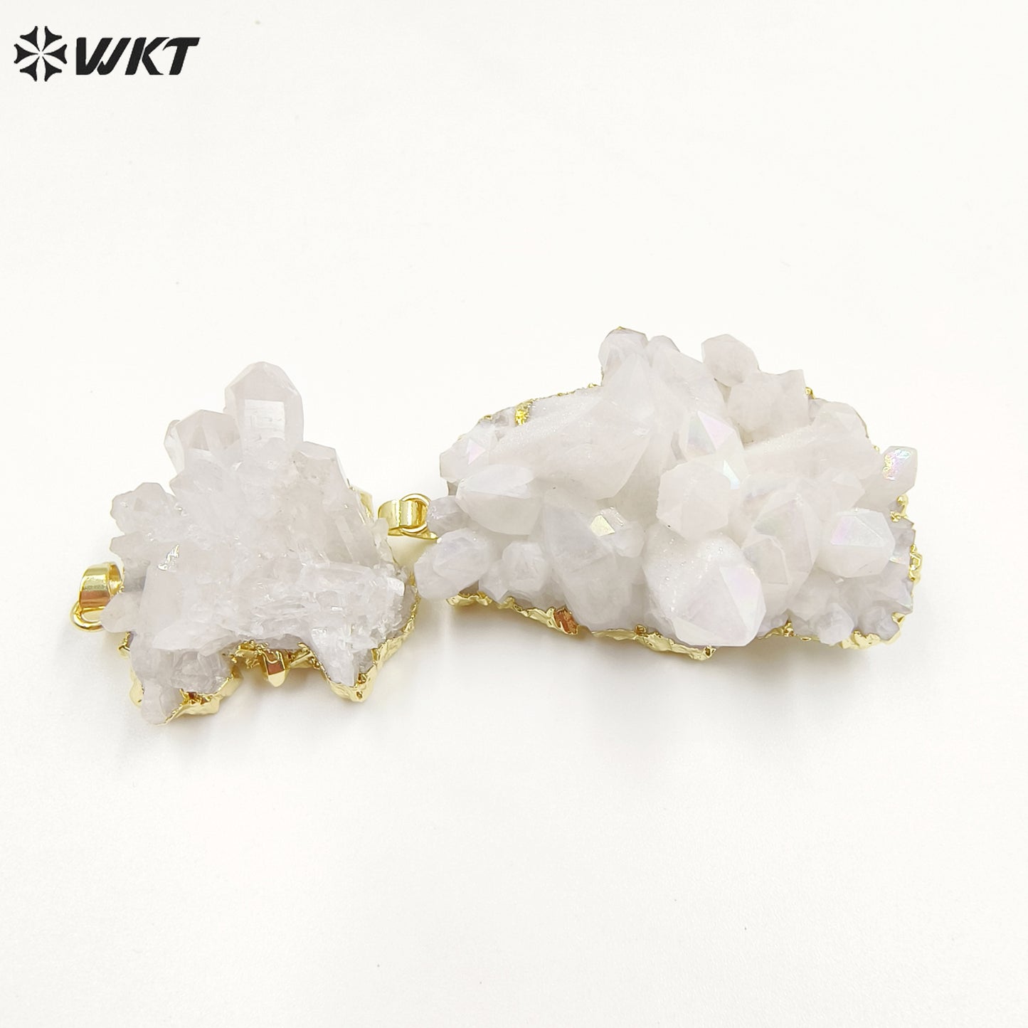 WT-P1917 New Precious Lovely Natural Aura Cluster Quartz White Crystal Colorful Amazonite Stone Pendants