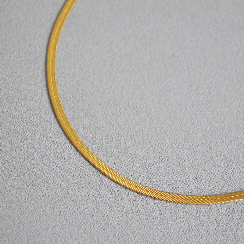 BFN011 Wholesales Fashion Gold Plated Thickness Flat Snake Chain Necklace Fashion Lady Round Brass Chain Choker Necklace