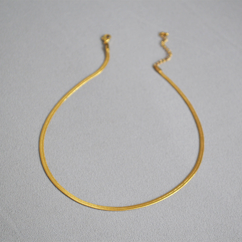 BFN011 Wholesales Fashion Gold Plated Thickness Flat Snake Chain Necklace Fashion Lady Round Brass Chain Choker Necklace