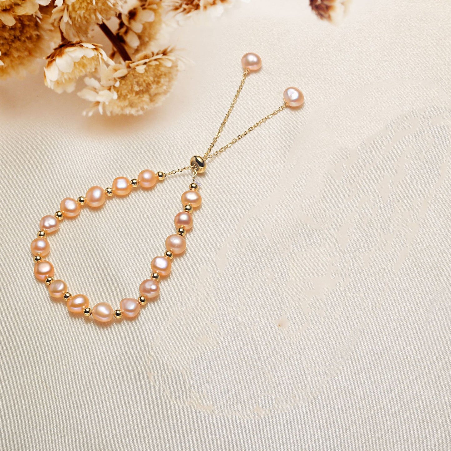 MPB115 Wholesale Fashion Gorgeous Natural Rice Freshwater Pearl Bracelet Women Hand Strand Beads Adjustable Chain Bracelets
