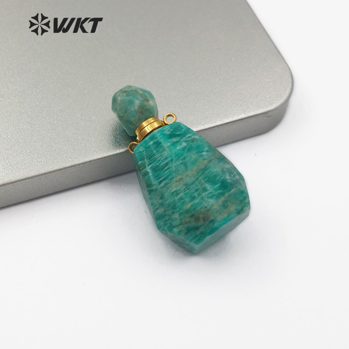 WT-P1487 Perfume Bottle Pendant Crystal Ornaments Crystal Smokey With Silver Electroplated Double Hoops Connector Cute Gift