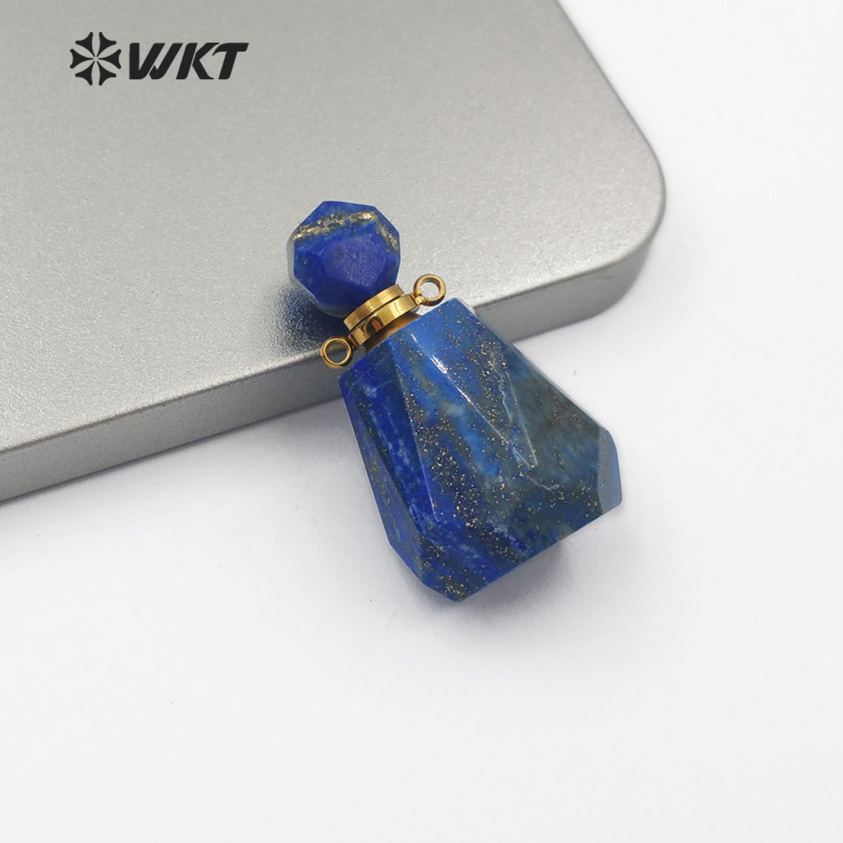 WT-P1487 Perfume Bottle Pendant Crystal Ornaments Crystal Smokey With Silver Electroplated Double Hoops Connector Cute Gift