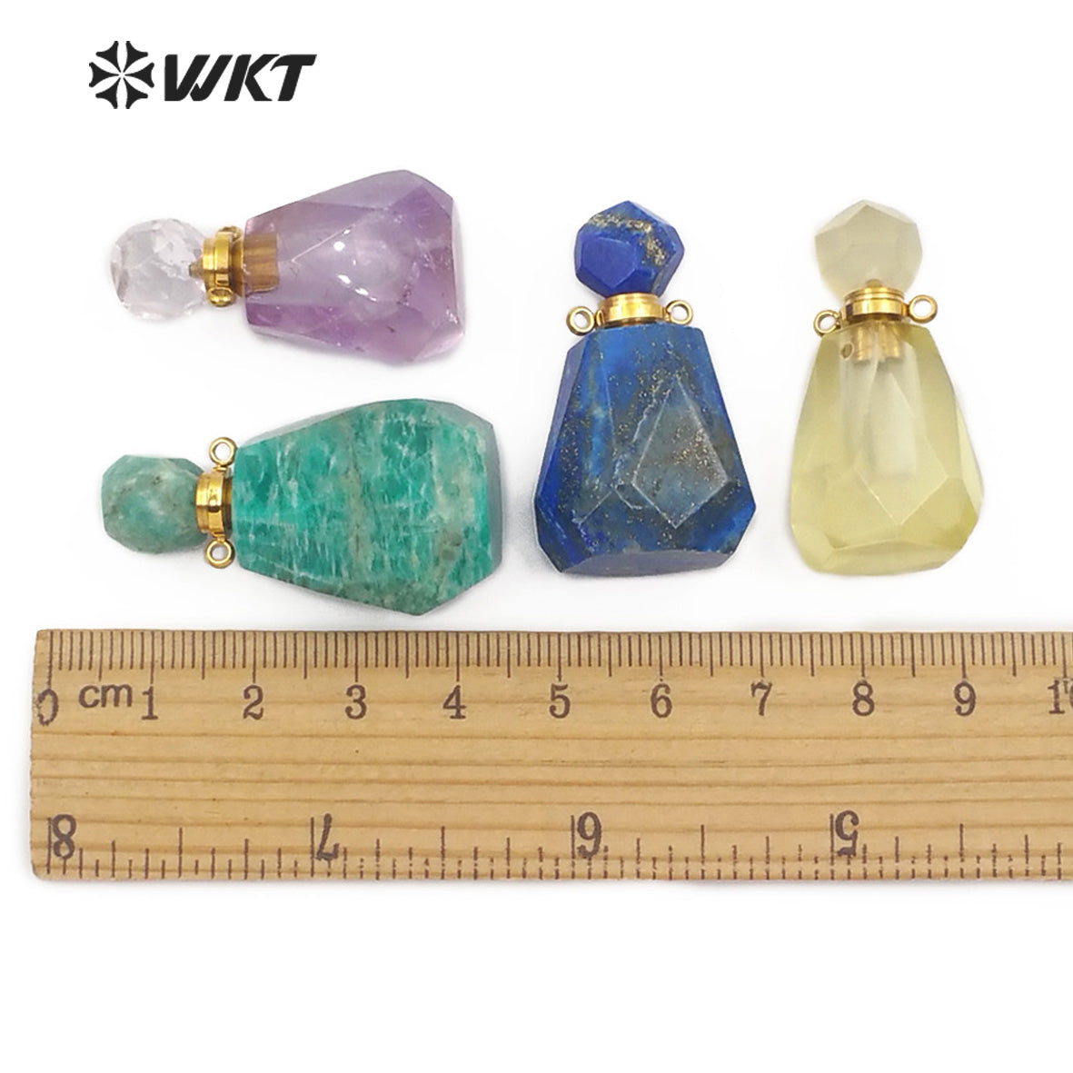 WT-P1487 Perfume Bottle Pendant Crystal Ornaments Crystal Smokey With Silver Electroplated Double Hoops Connector Cute Gift
