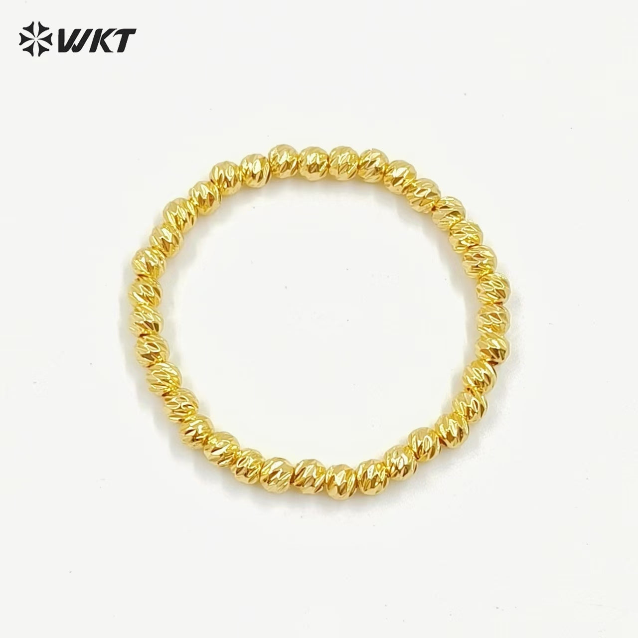 WT-JF340 Wholesale New Fashion 18K Gold Faceted Shinny Round Brass Beads Women Bracelets With Closure Lobster