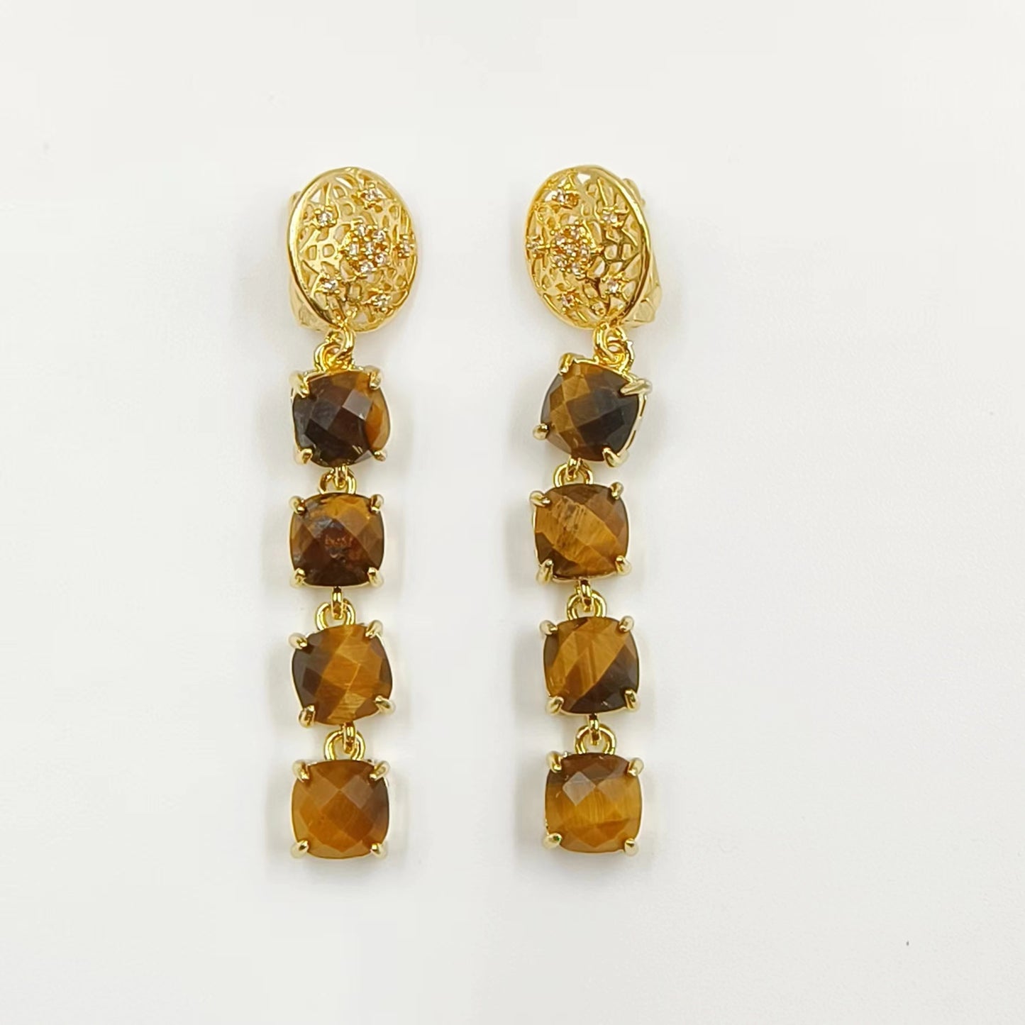WT-E737 Amazing Colorful Elegant Natural Gemstone Long Charming Earrings Women Pendant Earrings