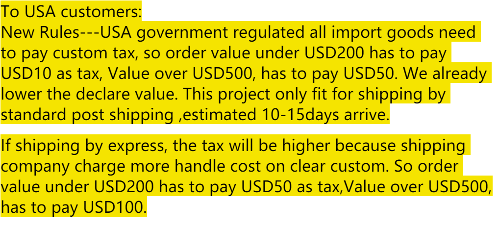 USA Customers Tax Link Pay For USA Tariff