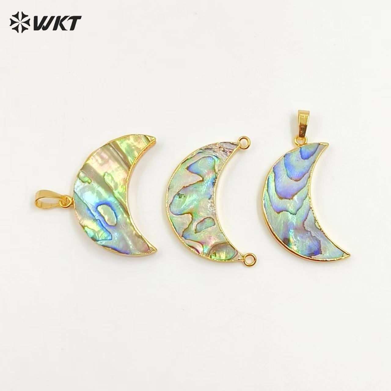 WT-JP304 European and American Style 18k Golg Plated Abalone Crescent Pendant for Bracelet Necklace Natural Shell Pendant