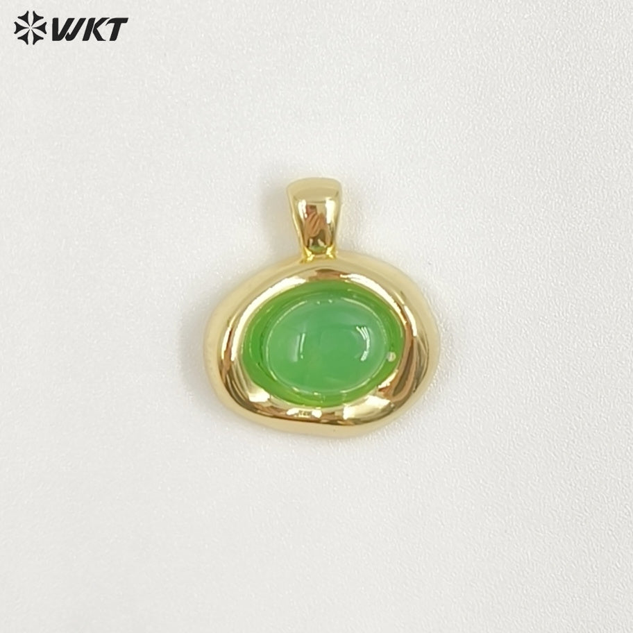 WT-P2030 High Quality 18K Gold Electroplated Tiger Eye Natural Gemstones Cute Little Round Pendant For Earrings Necklace DIY
