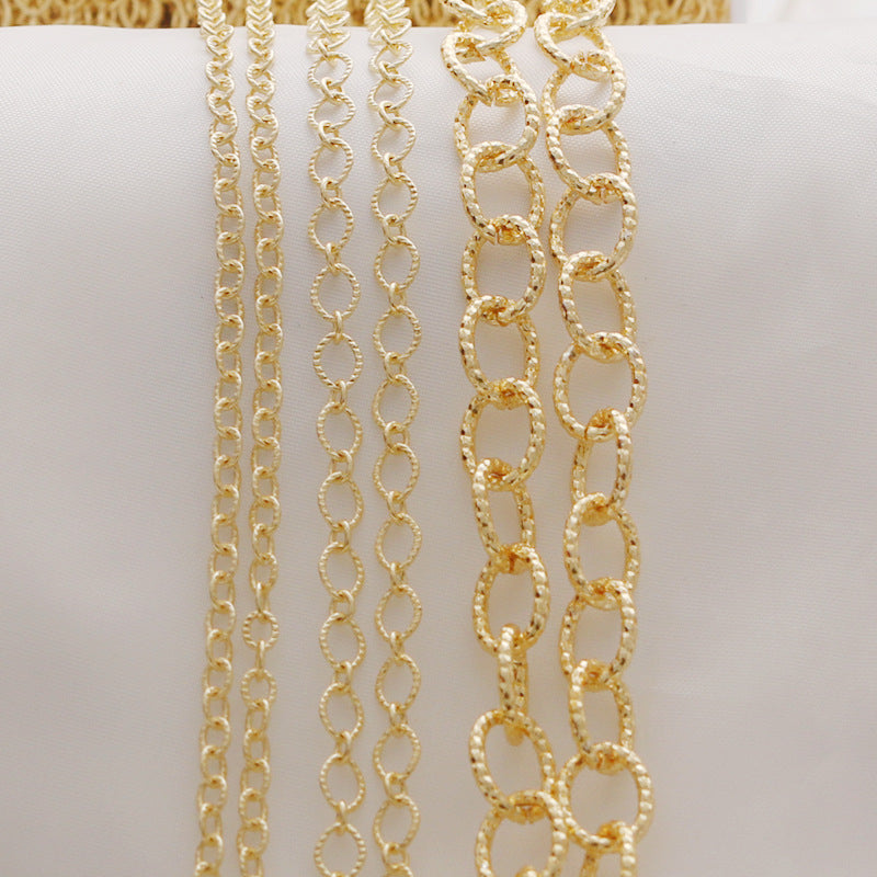WT-BC212 FashionCopper Wrapped Gold ColorGold Wrapped Color Preserving Fried Dough Twists Large O Round Chain Necklace