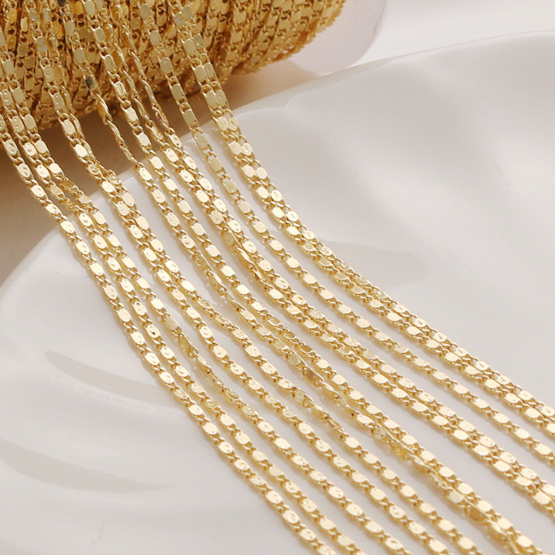 WT-BC210 Fashion Trendy Copper Wrapped Gold Color Protection Ingot Chain Peanut Chain Lip Chain Necklace Bracelet