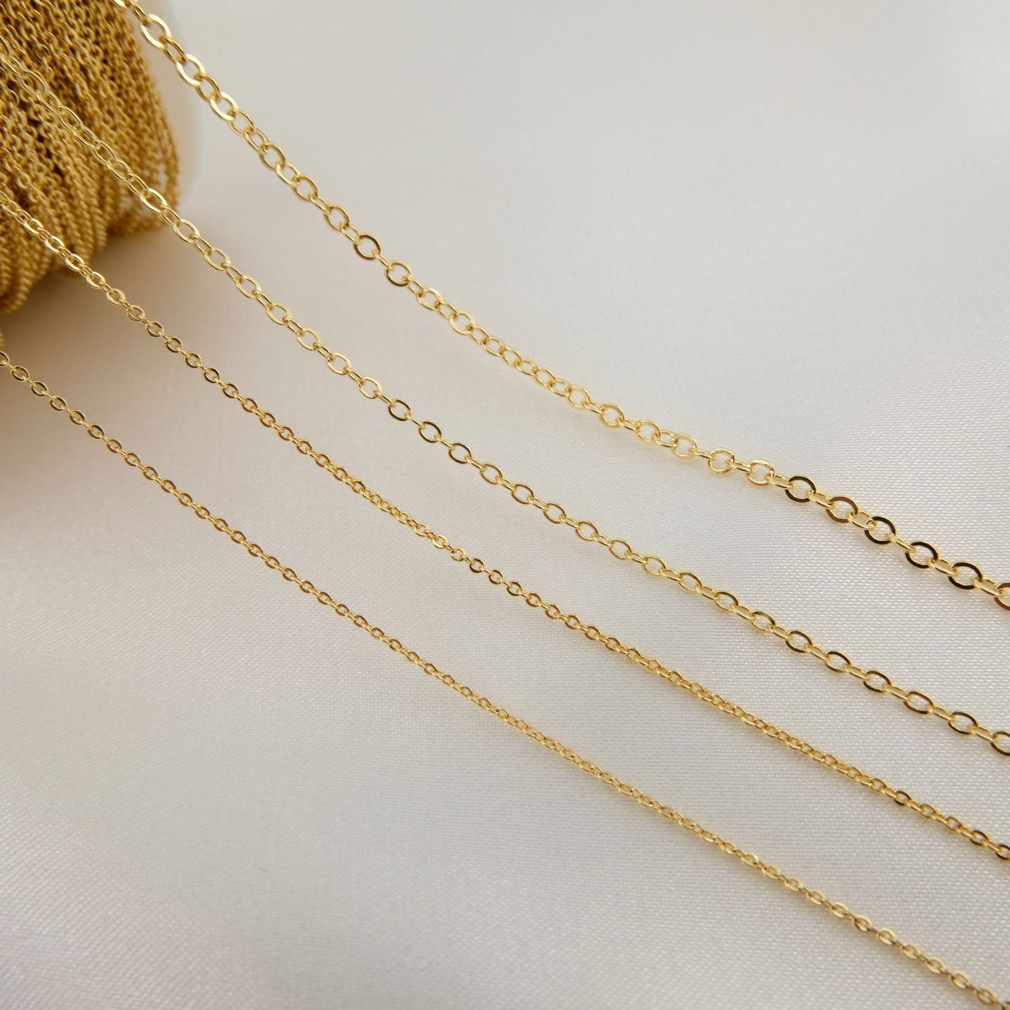 WT-BC196 Newest Fashion 18k Real Gold Plated Brass Chain Yellow Brass Sell by Meters Oval Shape Handmade Bead Chain