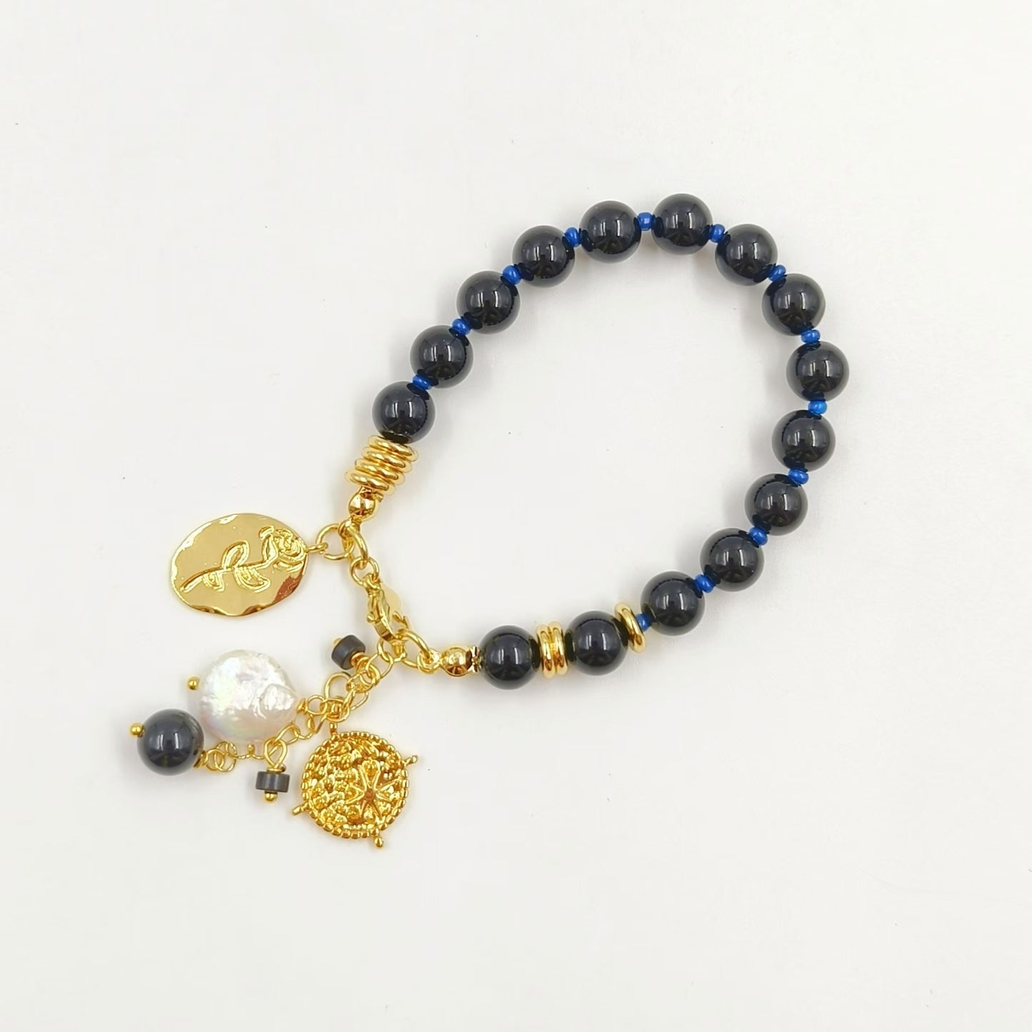 WT-B691 Wholesale Customize Religious 18K Gold Plated Round Buddha Beads Natural Gemstone Unisexual Bracelet As Daily Decoration