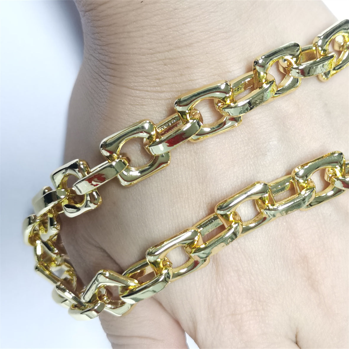 WT-BC173 Fashion Punk 18k Real Gold Plated Square Brass Chain for Women Chains for Bracelet DIY Chokers Vintage Wholesale