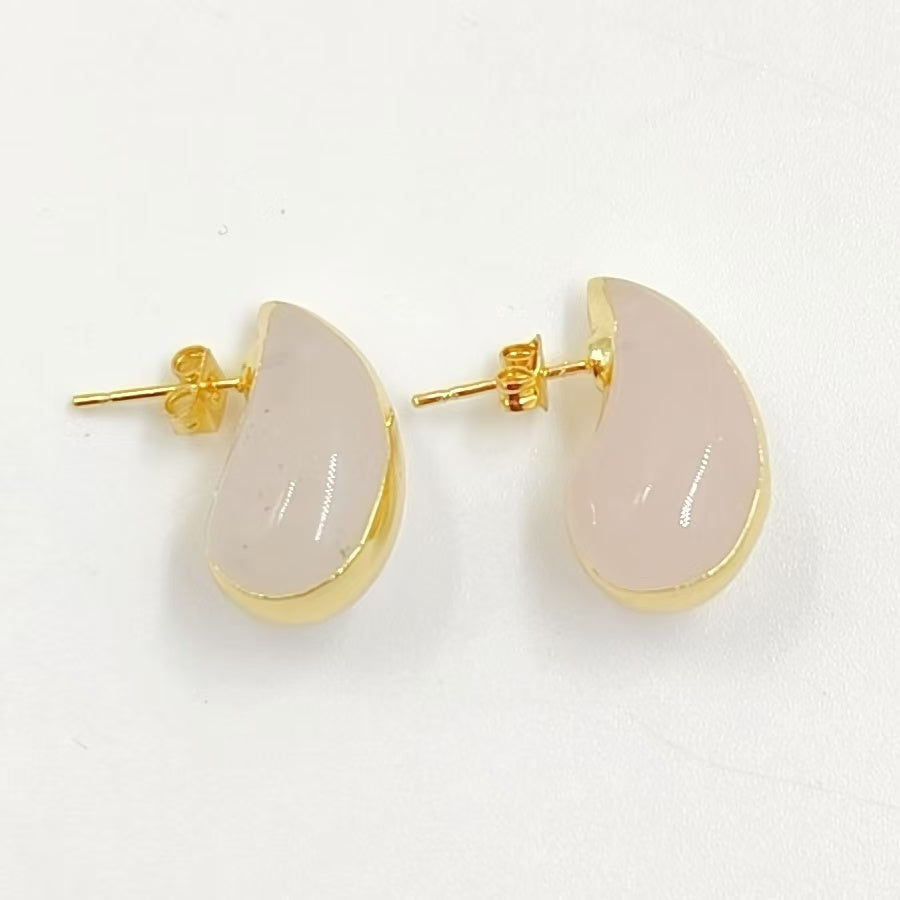 WT-E775 New Innovations Cute Style Drop Shape 18K Gold Plated Natural Gemstone Gentle Earrings for Sweet Girls As Special Gift