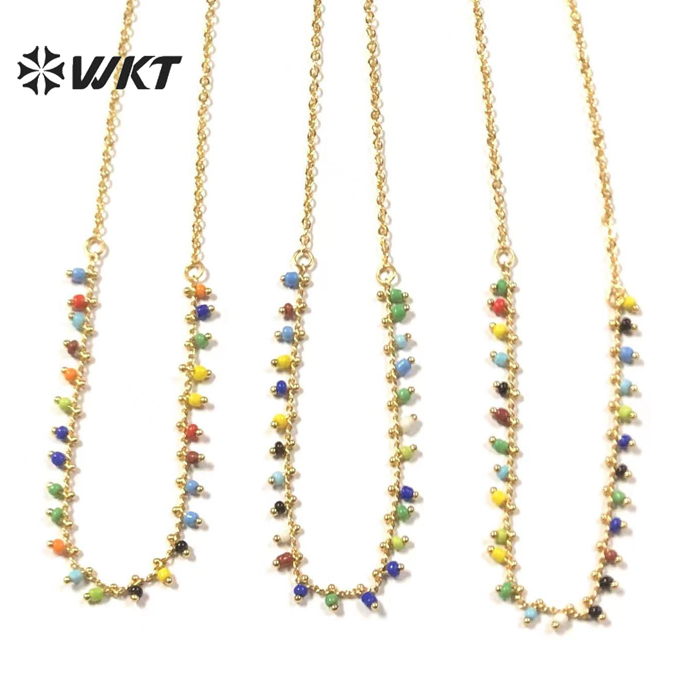 WT-N1359 WKT Newest Colorful Beaded Choker Resin Beads Necklaces Women Bohemia 2022 Fashion Jewelry Charm Necklace Female Gift