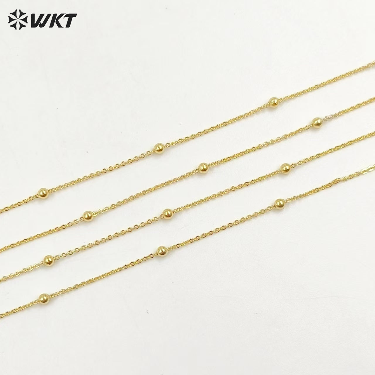WT-N1058 New Coming Fashion Real Gold Plating Chain Necklace Beads Brass Necklace Chain