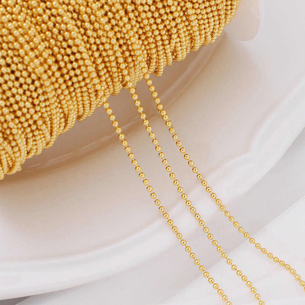 WT-BC207 Colorful and Environmentally Friendly Copper Bead Chain 18K Gold Wrapped 1.5mm Round Bead Necklace Loose Chain Necklace