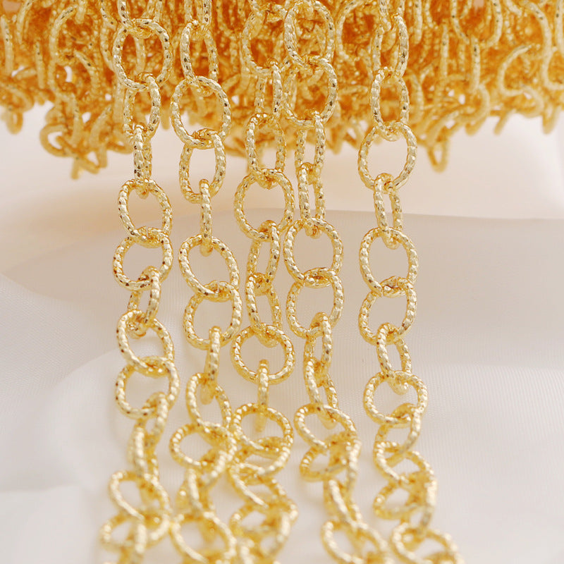 WT-BC212 FashionCopper Wrapped Gold ColorGold Wrapped Color Preserving Fried Dough Twists Large O Round Chain Necklace