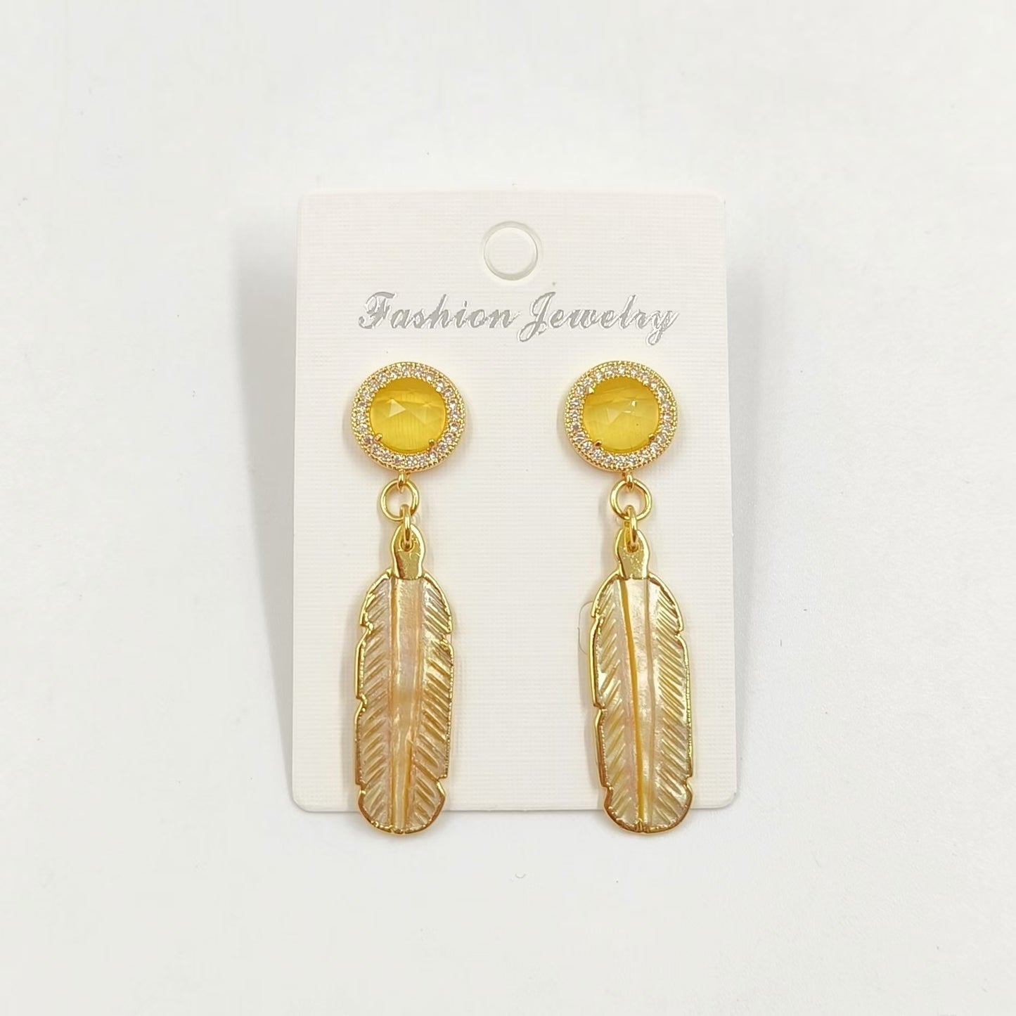 WT-MPE145 Best Selling Stylish Elegant 18K Gold Plated Natural Colorful Patterned Shell Cat Eye Women Earrings As Special Gift