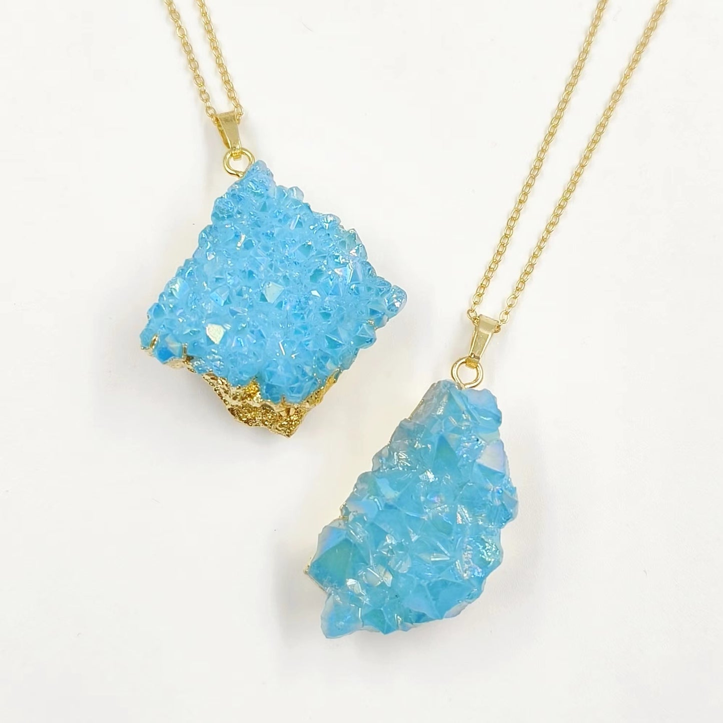 WT-N1441 WKT Best 2023 Newest Natural Aura Cluster Quartz Pendant Necklace Women Simple Hoop Aura Necklace