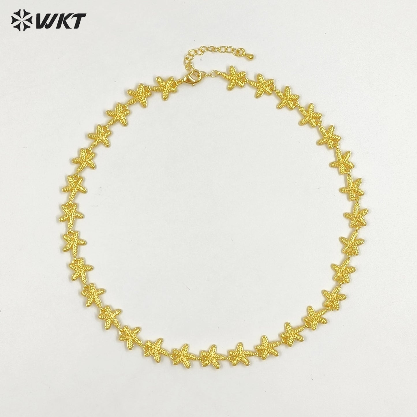 WT-JFN44 Newest Women Romantic Style Metal Yellow Brass Gold Plated Sea Star And Shell Shape Necklace Party Wearing Jewelry