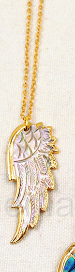 WT-N748 Exclusive Natural Abalone Feather Necklace, Fashion Handmade Carved Shell Feather Necklace