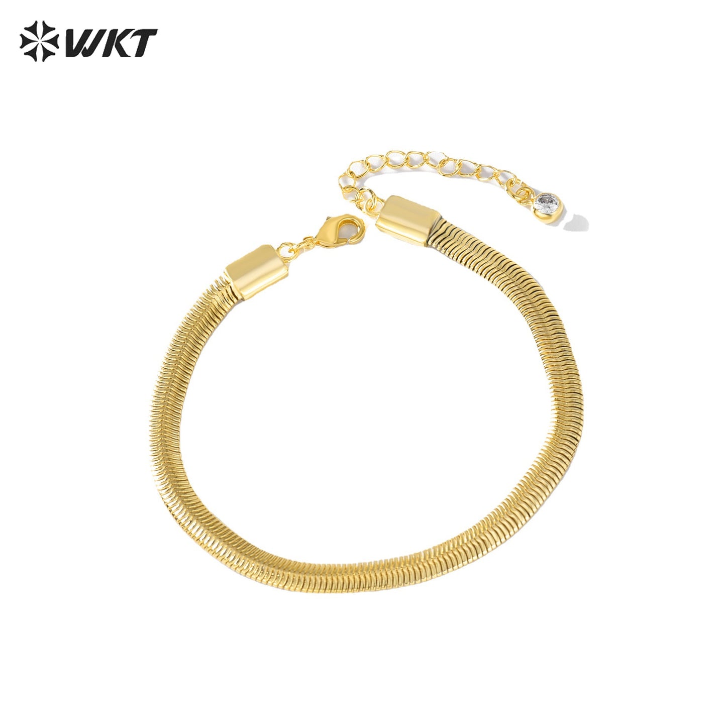 WT-B648 Wholesale Most Fashion 18K Real Gold Plated Snake Chain Bracelet With Extend Simple Office Style