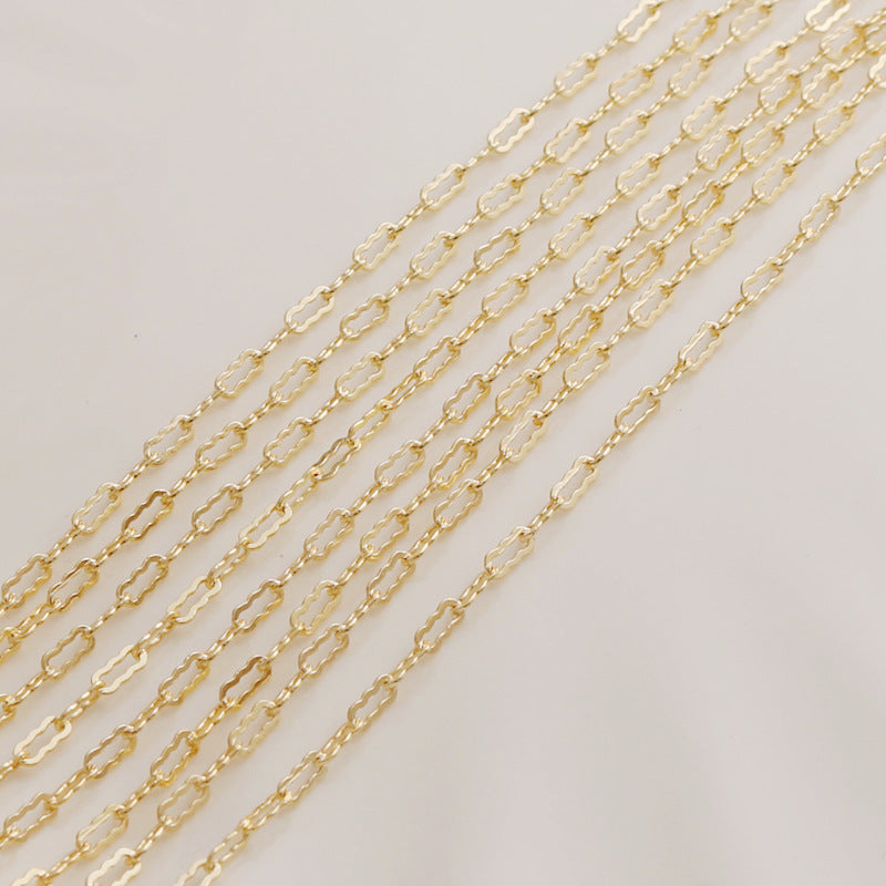 WT-BC210 Fashion Trendy Copper Wrapped Gold Color Protection Ingot Chain Peanut Chain Lip Chain Necklace Bracelet