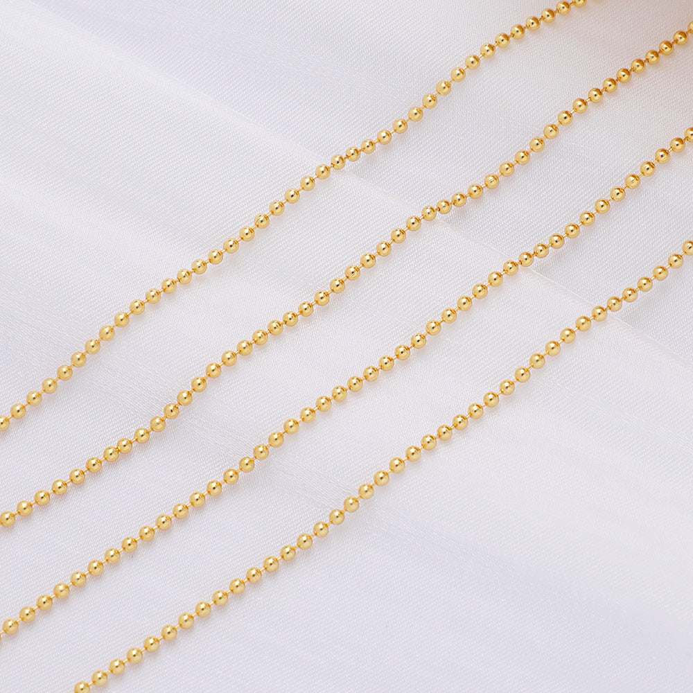 WT-BC207 Colorful and Environmentally Friendly Copper Bead Chain 18K Gold Wrapped 1.5mm Round Bead Necklace Loose Chain Necklace