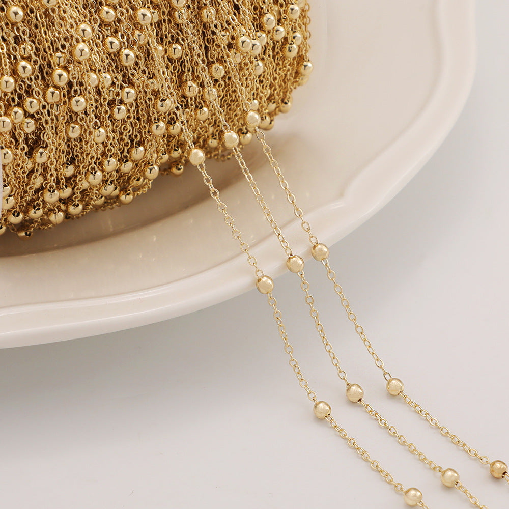 WT-BC216 Fashion18K Color Retaining Engraved Pearl Clip Chain With Copper Plated Genuine Gold Batch Pattern Oval 8-shaped