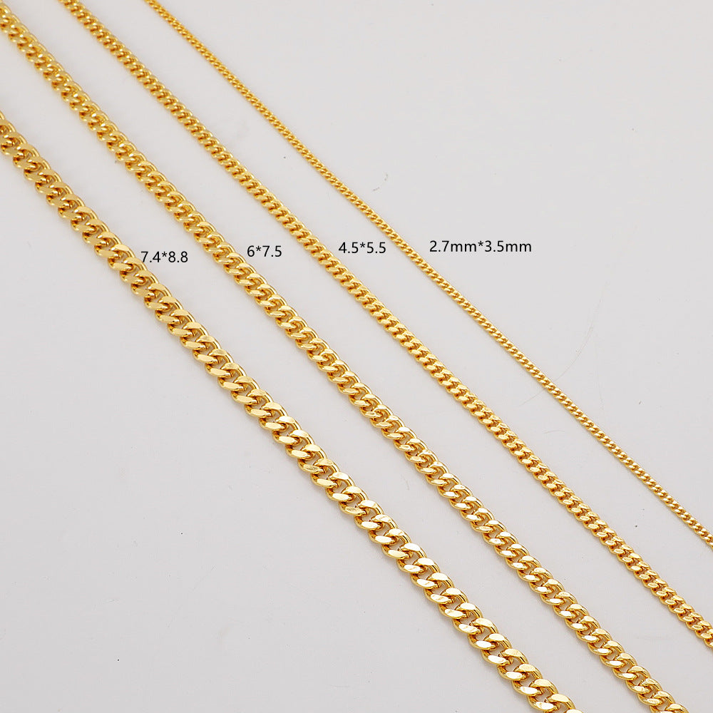 WT-BC202 European and American Hip-hop 18K Cod Chain Color Preserving Flat With Real Gold Various Sizes of Cut Thick Chain