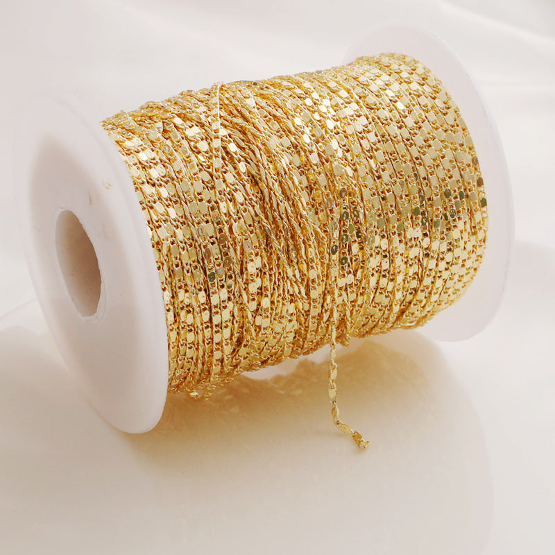 WT-BC210 Fashion Trendy Copper Wrapped Gold Color Protection Ingot Chain Peanut Chain Lip Chain Necklace Bracelet