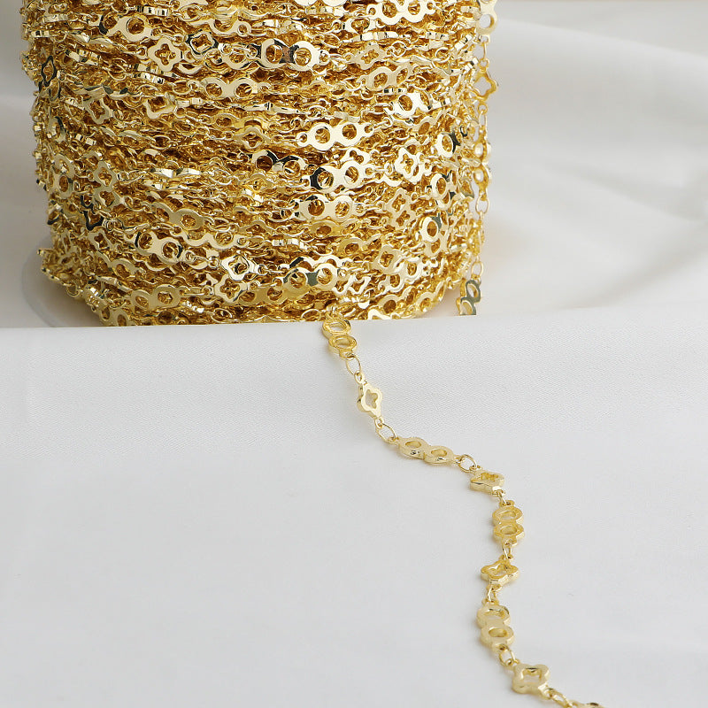 WT-BC194 18K Gold Package Color Protection Four Leaf Grass 8-line Chain DIY Chain Glasses Loose Chain Jewelry Accessories