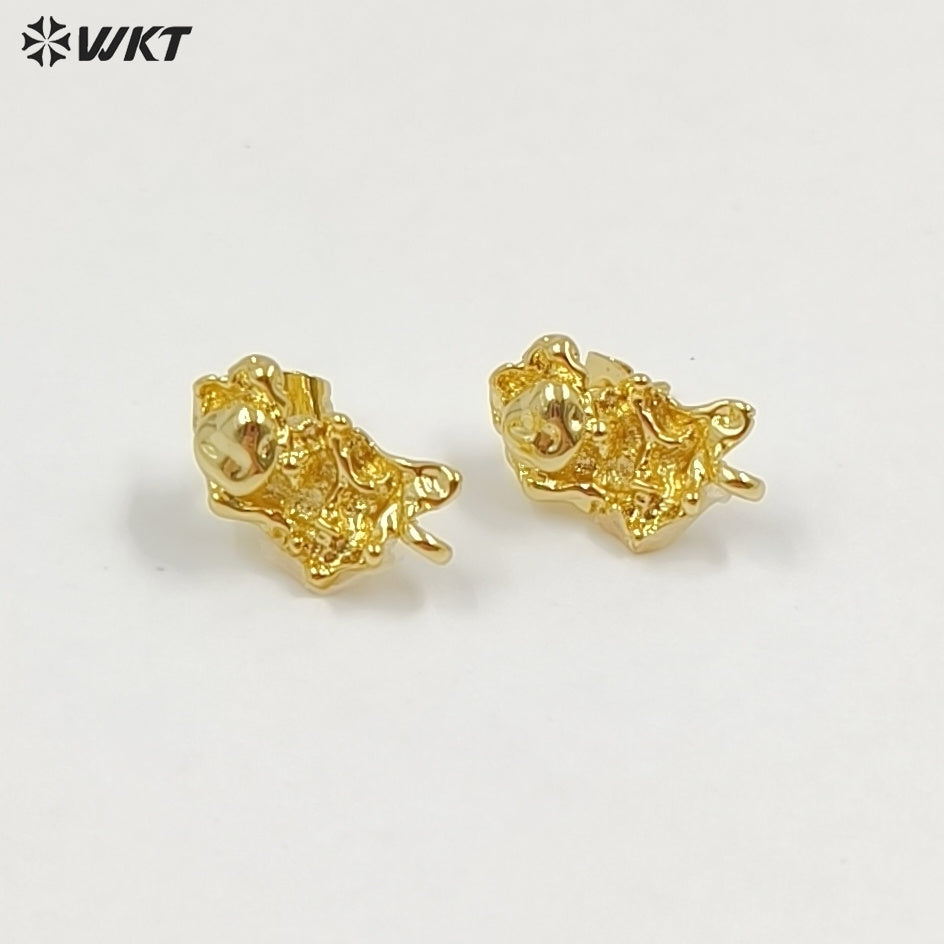 WT-JFE160 Wholesale Dainty Metal 18K Gold Electroplated With Hoops Leaves Shape Little Earrings Finding As DIY Jewelry Accessory